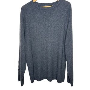 Men's Charcoal Gray 100% Cashmere Crew Neck Sweater XL Luxury Minimalist Comfort